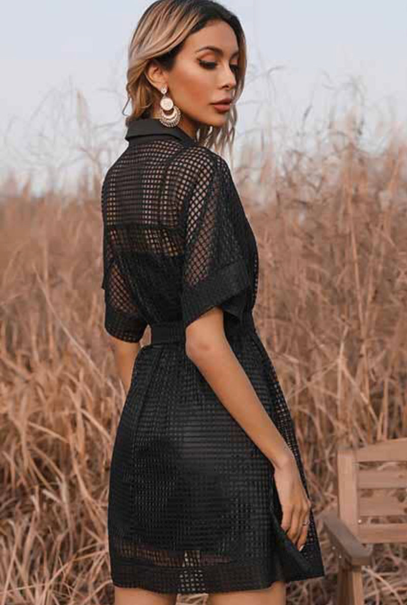 Black Mesh Sheer Mini Shirt Dress Paxton Avery & Co Black Mesh Sheer Mini Shirt Dress Paxton Avery & Co