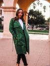 Green Double Breasted Trench Coat