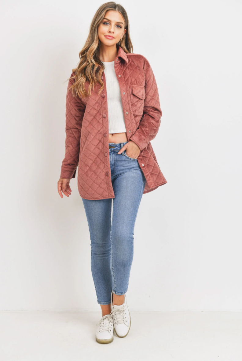 Mauve Quilted Velour Jacket